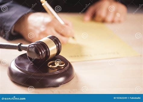 Judge with gavel on table stock image. Image of divorce - 93362249