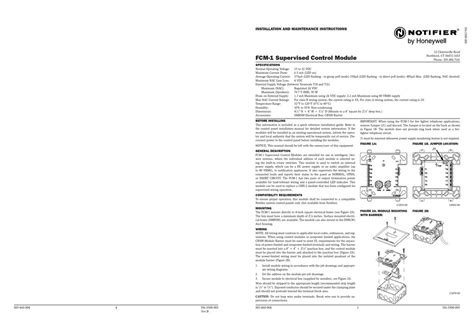 HONEYWELL NOTIFIER FCM-1 INSTALLATION AND MAINTENANCE INSTRUCTIONS Pdf ...