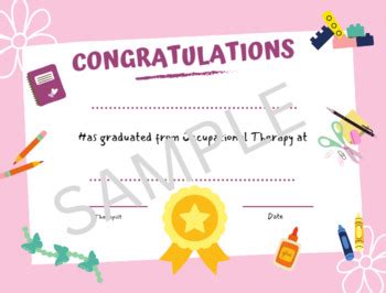 Pink Occupational Therapy Graduation Certificate by Joyful OT | TPT