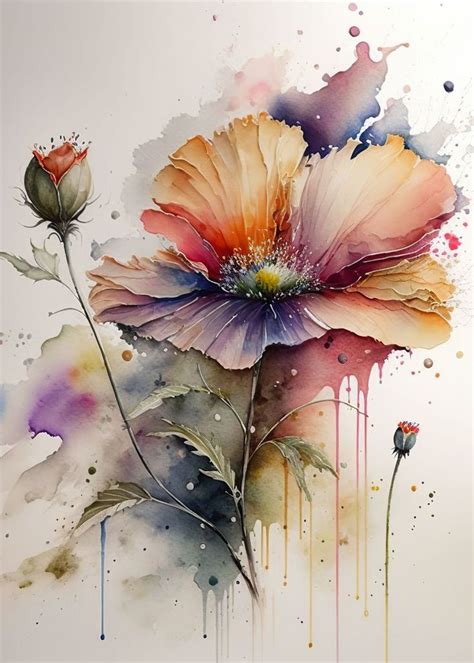 'Watercolor Flowers' Poster, picture, metal print, paint by Zaydan ...