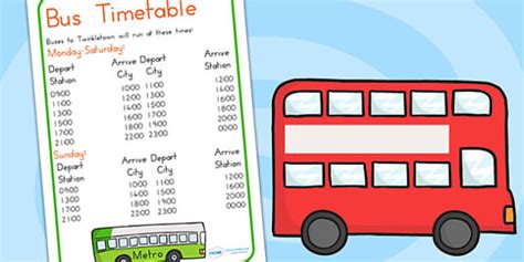 Bus Station Role Play Timetable (Teacher-Made) - Twinkl