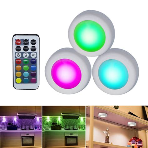 Wireless LED Puck Lights, 12 Colours Changing Closet Lights, Battery ...