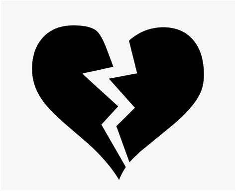 Black Broken Heart Symbol - Broken Heart Icon Png, Transparent Png ...