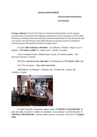 Activitaţi grupa albinute | PDF