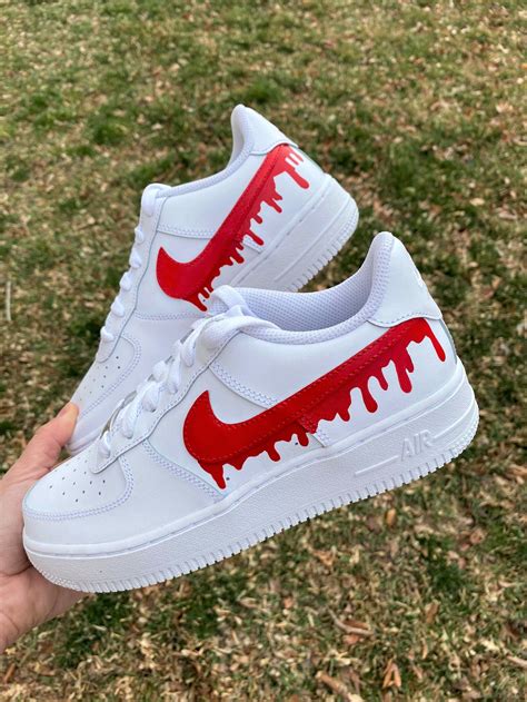 Custom Red Nike Drip Air Force Ones Custom AF1 Custom | Etsy