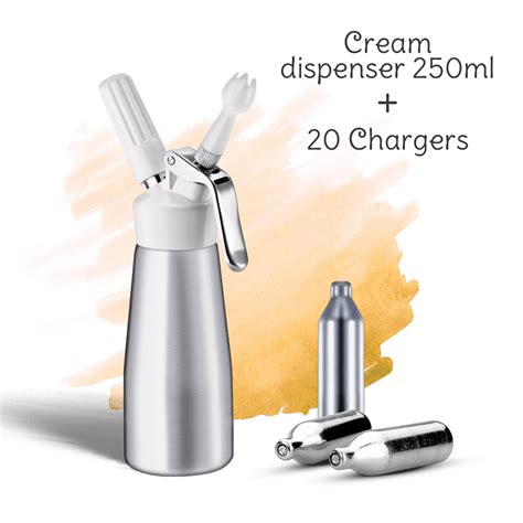 Buy 250ml Cream Dispenser + 20pk Cream Chargers | Kiwi Whip