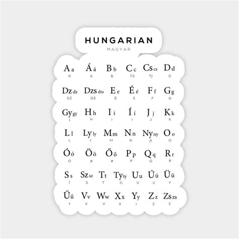 Hungarian Alphabet Chart, Magyar Language Chart, White - Hungarian ...