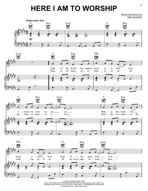 Here I Am To Worship Piano Sheet Music Free Download - here i am to ...