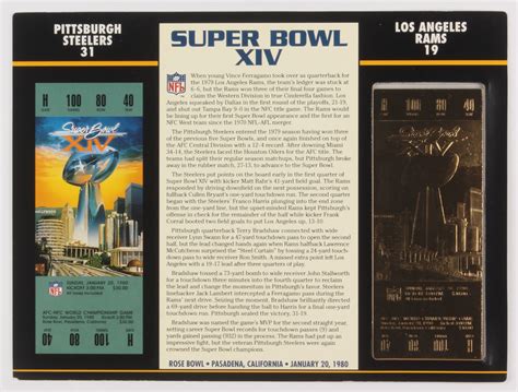 Commemorative Super Bowl XIV 9x12 Score Card Display With 23kt Gold ...