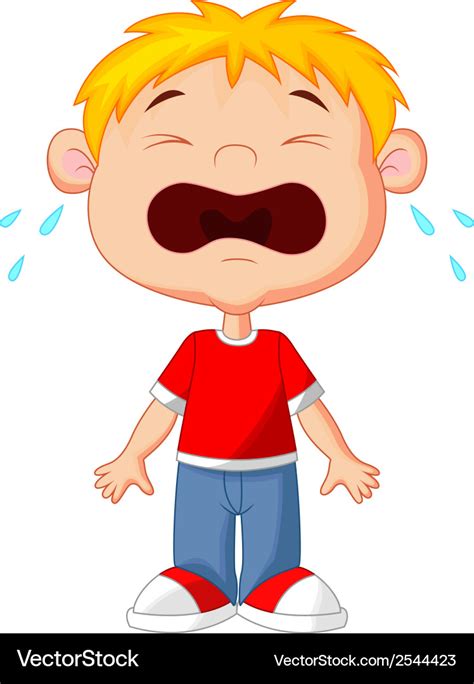 Young boy cartoon crying Royalty Free Vector Image