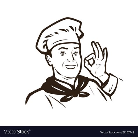 Chef logo cook in hat sketch Royalty Free Vector Image