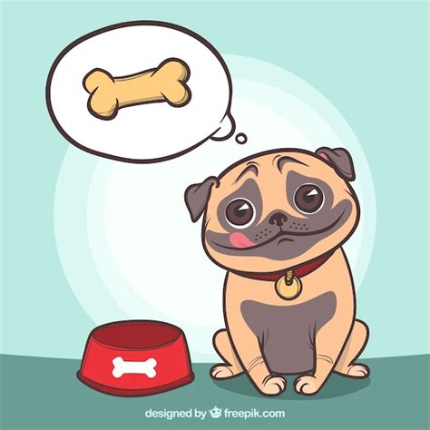 Hungry pug thinking about food Vector | Free Download