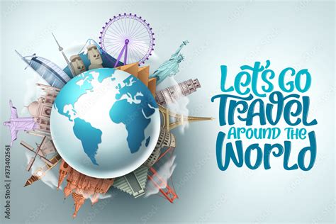 Let's go travel around the world vector design. Travel and tourism with ...