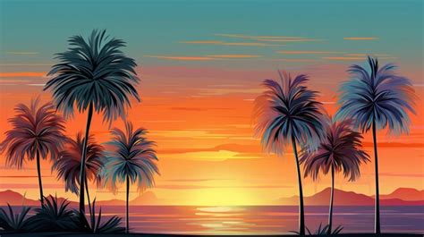 Premium AI Image | beach sunset vector art HD 8K wallpaper Stock ...