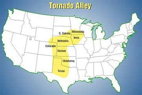 Tornado Alley States Map - Printable Map