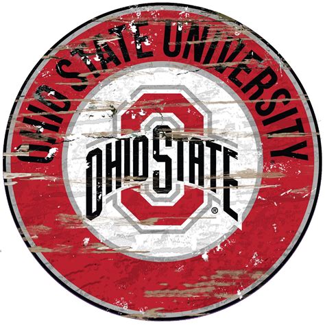 Ohio State Distressed 24" Round Sign