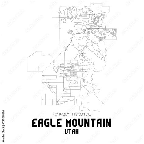 Eagle Mountain Utah. US street map with black and white lines. Stock ...