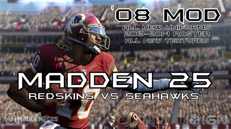 Madden 25 (Madden 08 PC Mod) Redskins at Seahawks - YouTube