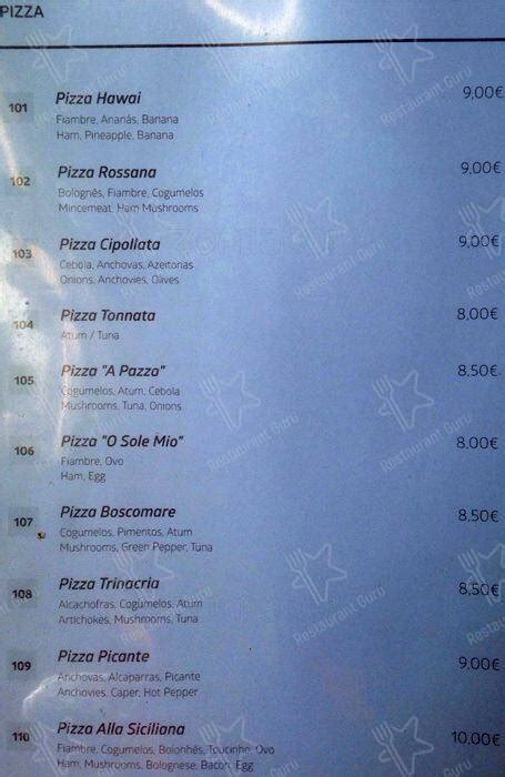 Menu at La Gondola, Porto