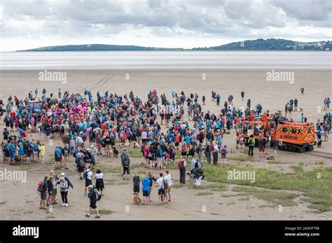 Sponsored walk across Morecambe Bay Stock Photo - Alamy