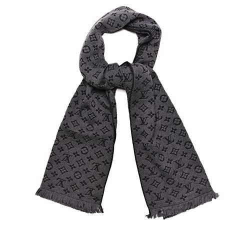 LOUIS VUITTON Wool Monogram Classic Scarf Charcoal Grey 424280