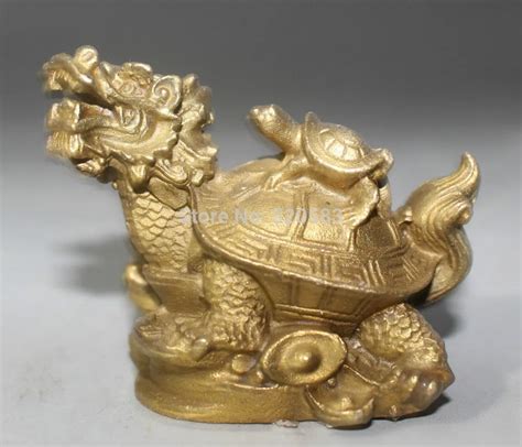 China Feng Shui Bronze Wealth Yuanbao Money Dragon tortoise Turtle Son ...