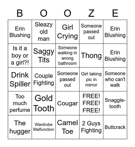 BAR BINGO! Bingo Card