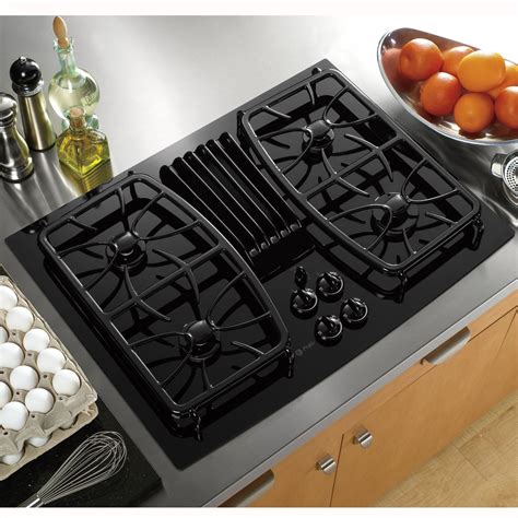 GE Profile Series PGP989DNBB 30" Gas Ceramic-glass Downdraft Cooktop ...