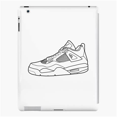 "Jordan 4 sneaker outline" iPad Case & Skin by sportify | Redbubble