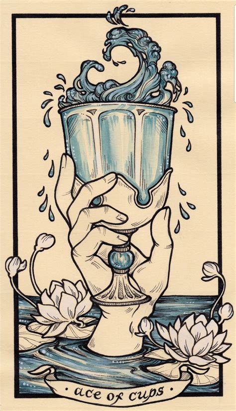 Ace of Cups | Tarot cards art illustration, Tarot card artwork, Vintage ...