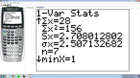Calculator Steps to find The Standard Deviation (TI83 or TI84) - YouTube