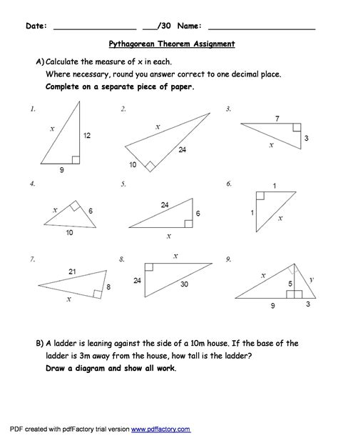 48 Pythagorean Theorem Worksheet with Answers [Word + PDF]