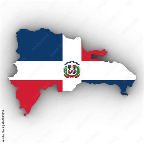 Dominican Republic Map Outline with Dominican Flag on White with ...