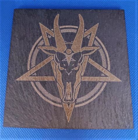 Handmade Engraved Pentagram Baphomet Set of 4 Slate Coasters - Etsy