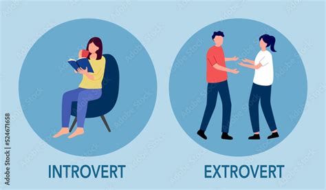 Introvert and extrovert personality character concept vector ...