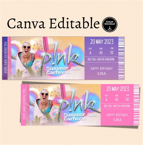 Surprise Pink Concert Tickets. Summer Carnival Tour 2023 - Etsy