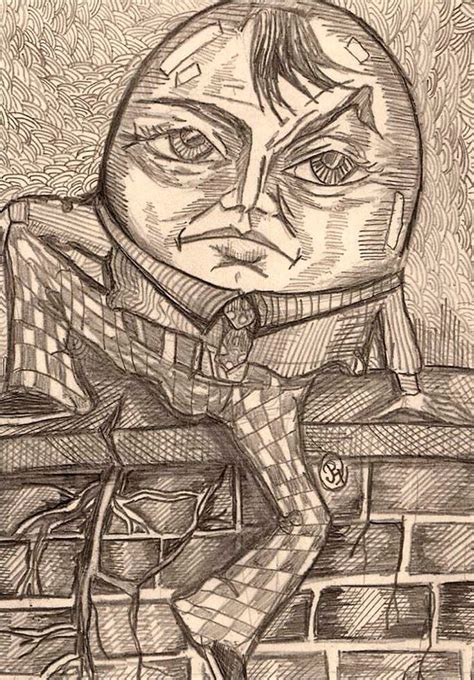 Drawing of Humpty Dumpty sitting on a wall art | Fantasy drawings ...