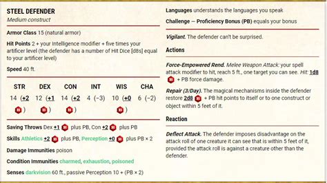 Steel Defender stats all wrong? - Bugs & Support - D&D Beyond General ...