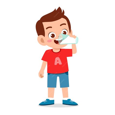 Premium Vector | Happy cute kid boy drink fresh milk