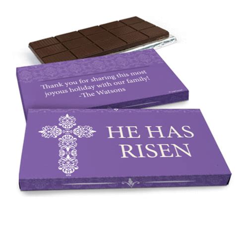 Deluxe Personalized Purple Cross Easter Chocolate Bar in Gift Box (3oz ...