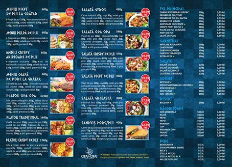 Menu at Opa-Opa Greek Food, Iași