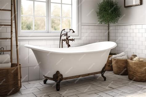 Premium AI Image | Interior design of Bathroom in Farmhouse style