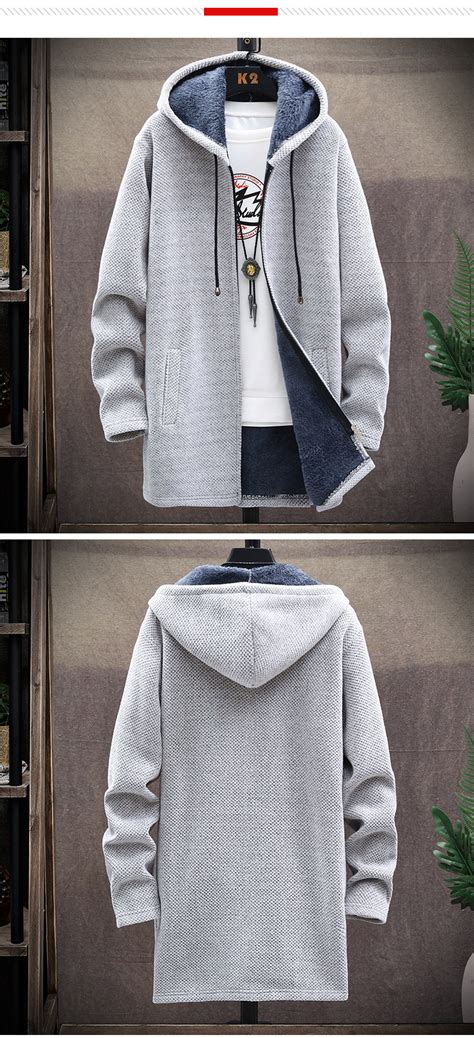 2023 Men Casual Sweaters Jacket Slim Long Thick Warm Hooded Sweater Co ...