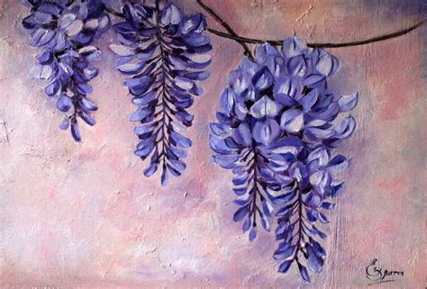 Wisteria flowers oil painting on canvas Painting by Elena Zlatomrezova ...