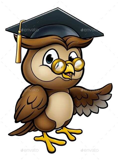 Wise Owl Cartoon Graduate Teacher Pointing | Owl cartoon, Owls drawing ...