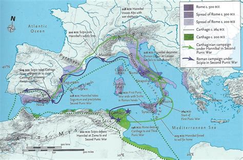 Major sites of the first, second and third Punic war. | Mapa de roma ...