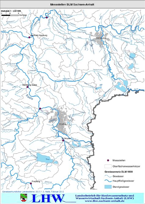 Map of the river Saale and its tributaries in Sachsen-Anhalt (courtesy ...