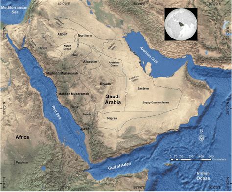 Map showing the location of Saudi Arabia and its provinces. | Download ...