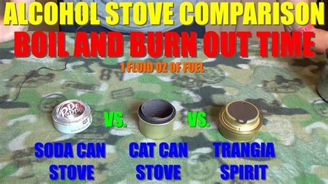 Alcohol Stove Comparison: Soda Can Stove vs. Cat Can Stove vs. Trangia ...