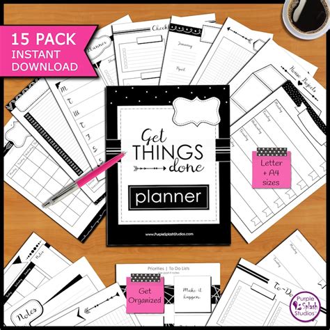 Get Things Done Printable Planner Pack of 15 Templates - Etsy